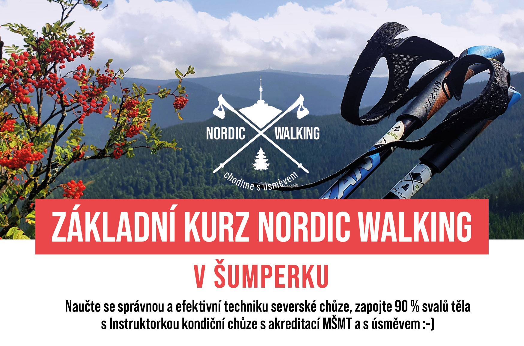 ZÁKLADNÍ KURZ NORDIC WALKING - 2. termín - ŠUMPERK - JARO 2026